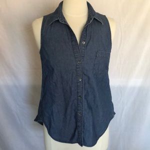 BCBG Denim Open Back Shirt